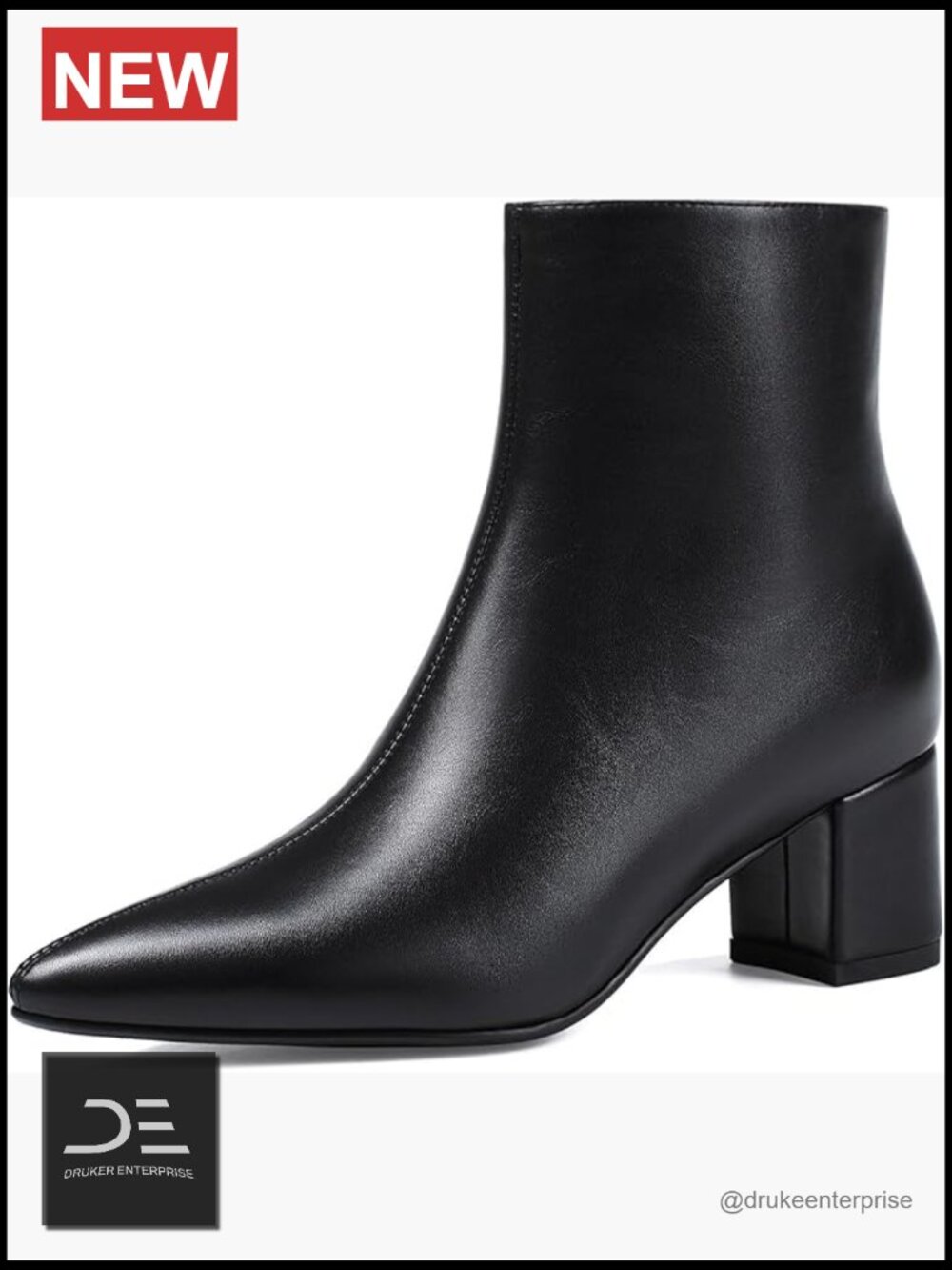Women's Pointed Toe Chunky Block Heel Ankle Boots Low Heeled Booties